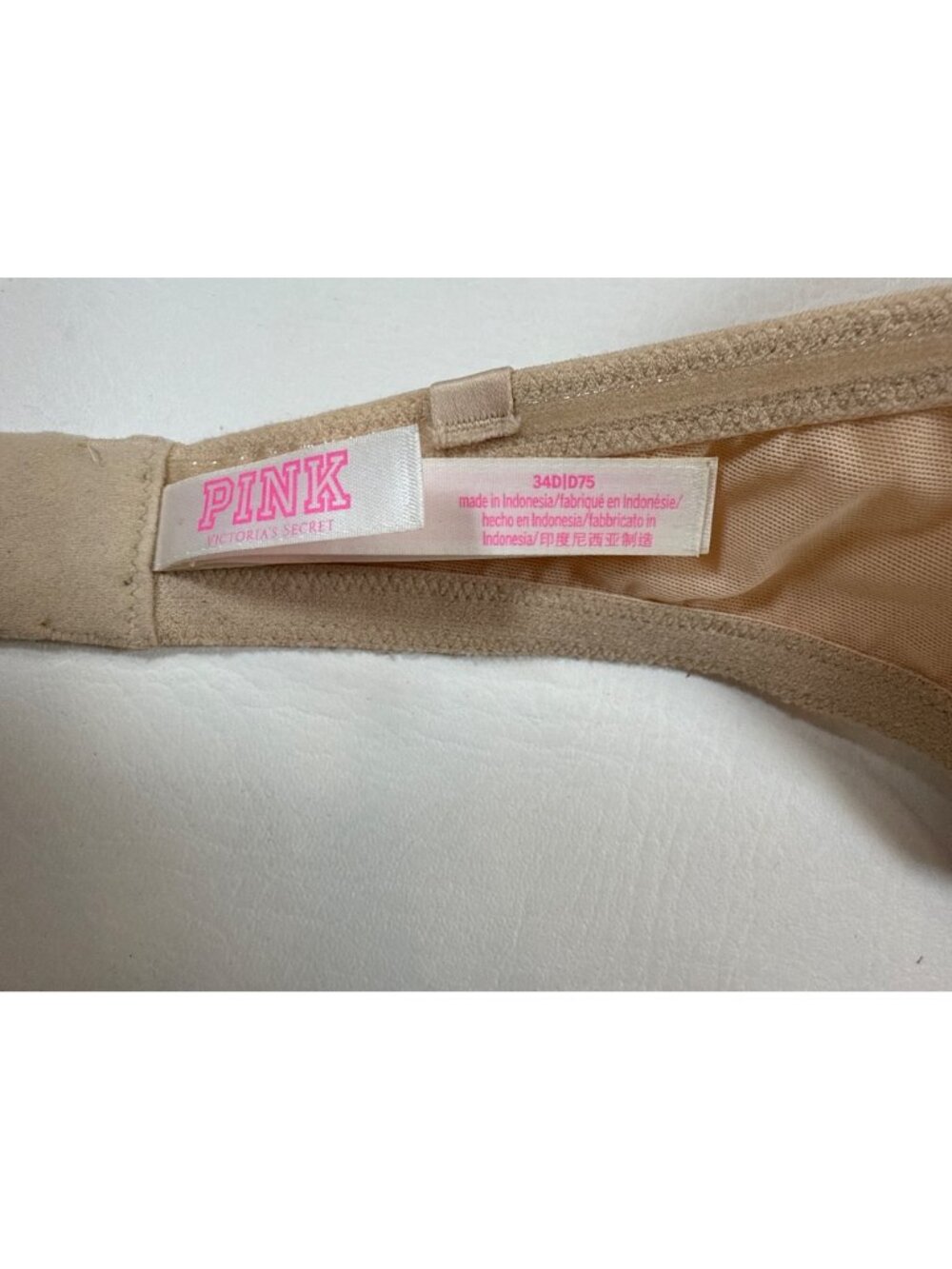 Victoria’s Secret Pink Multi-Way Push-Up Bra Beige 34D strapless (KK454) - Picture 4 of 5